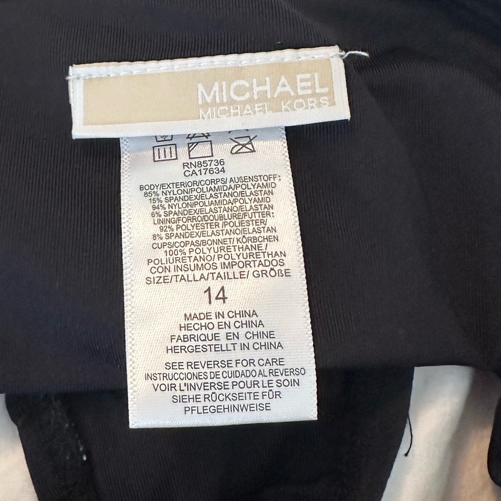MICHAEL Michael Kors Layered Illusion One Piece Plunge Swimsuit Black MM3H249 14 - Picture 8 of 10